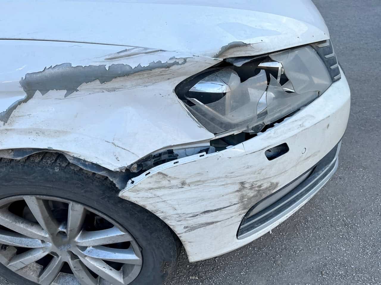 white car after an accident