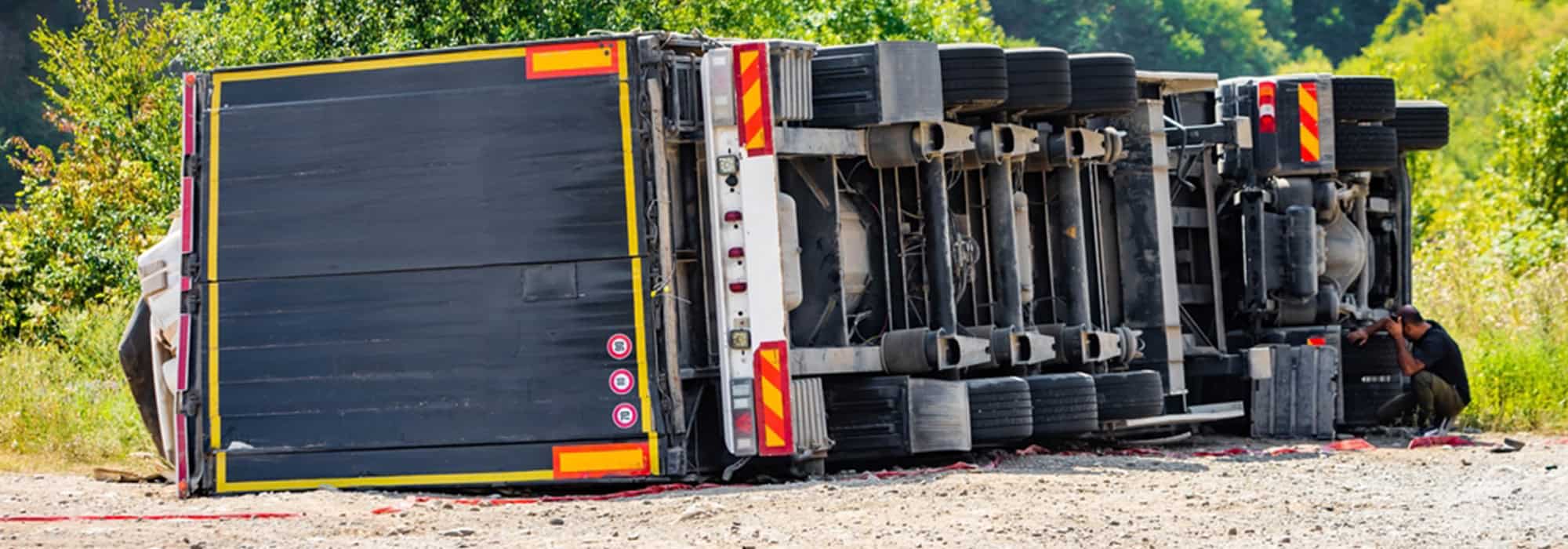 truck flipped on the side