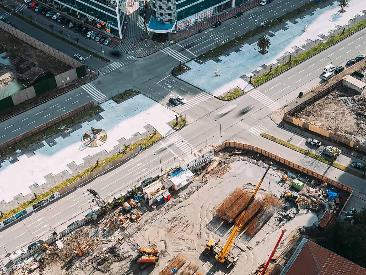 Construction site at intersection