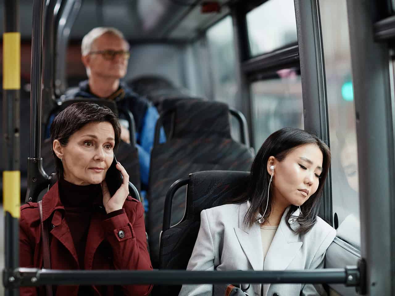 Multiple passengers on board a bus