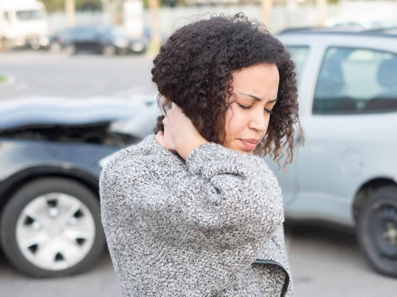 Woman with neck injury after accident