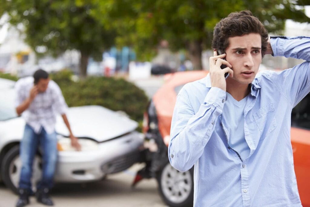 two persons calling after accident