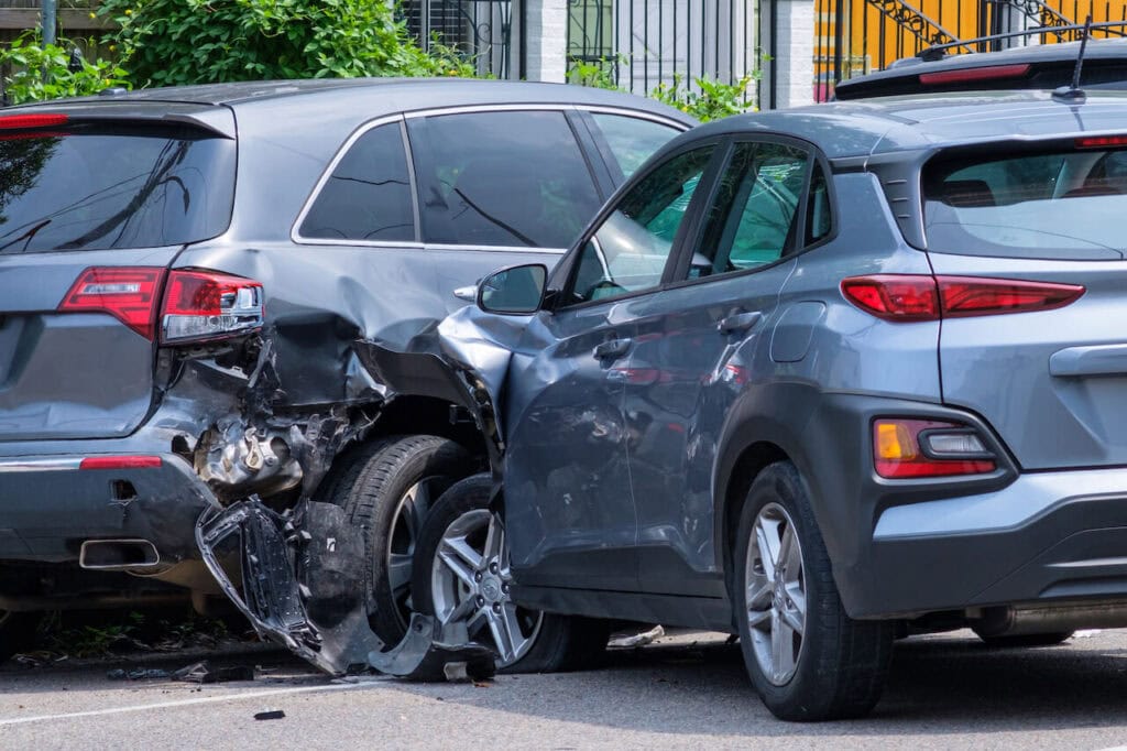 Crashed SUVs After Side Collision